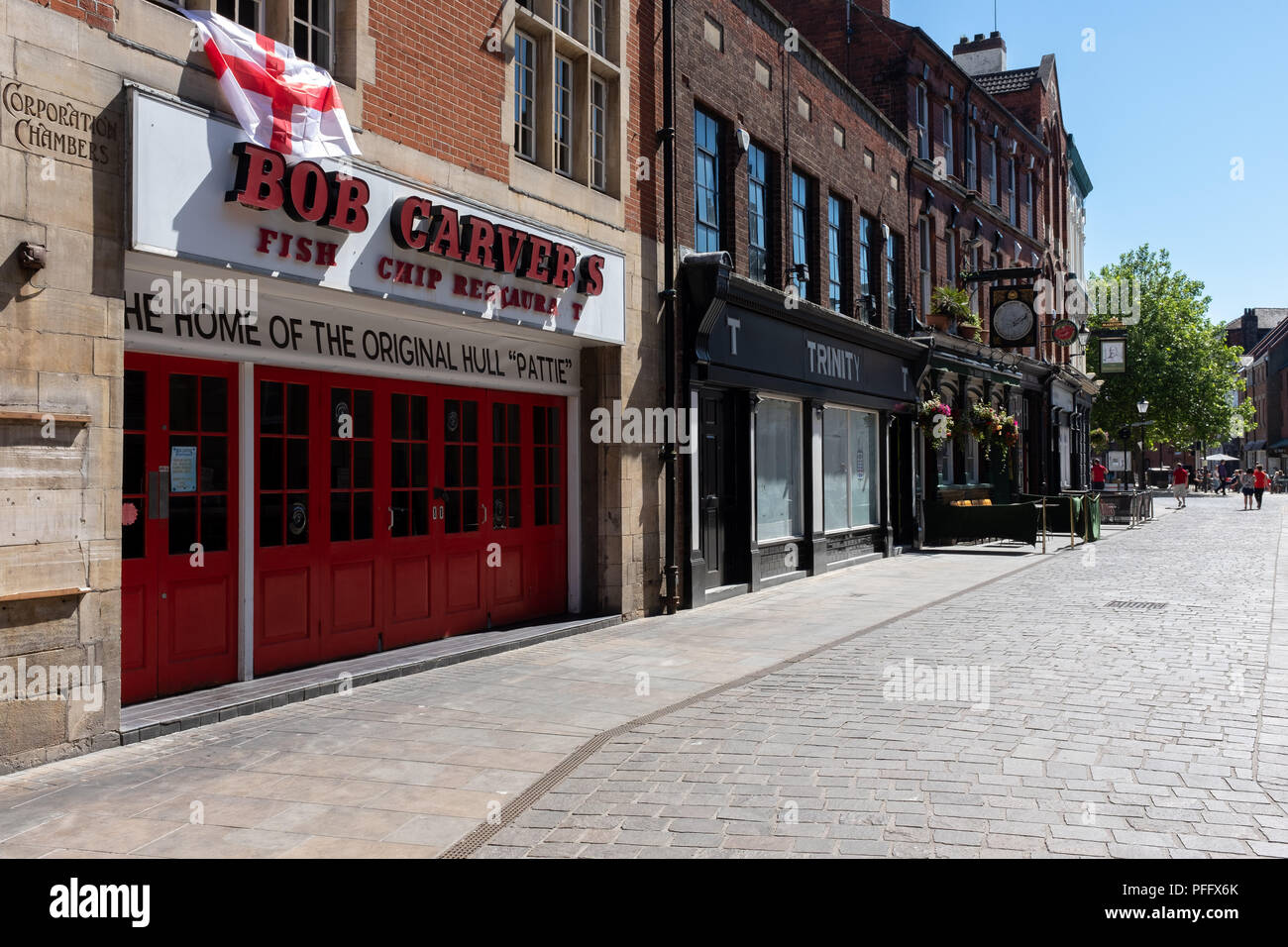 Image of Kingston Upon Hull UK City of Culture 2017. Bob Carvers chip shop is a famous local establishment. Stock Photo