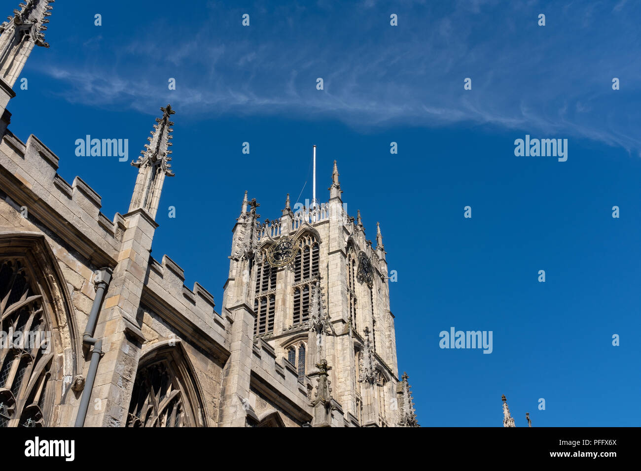 Image of Kingston Upon Hull UK City of Culture 2017. Shown is the former Holy Trinity Church now called Hull Minster taken against a blue sky. Stock Photo
