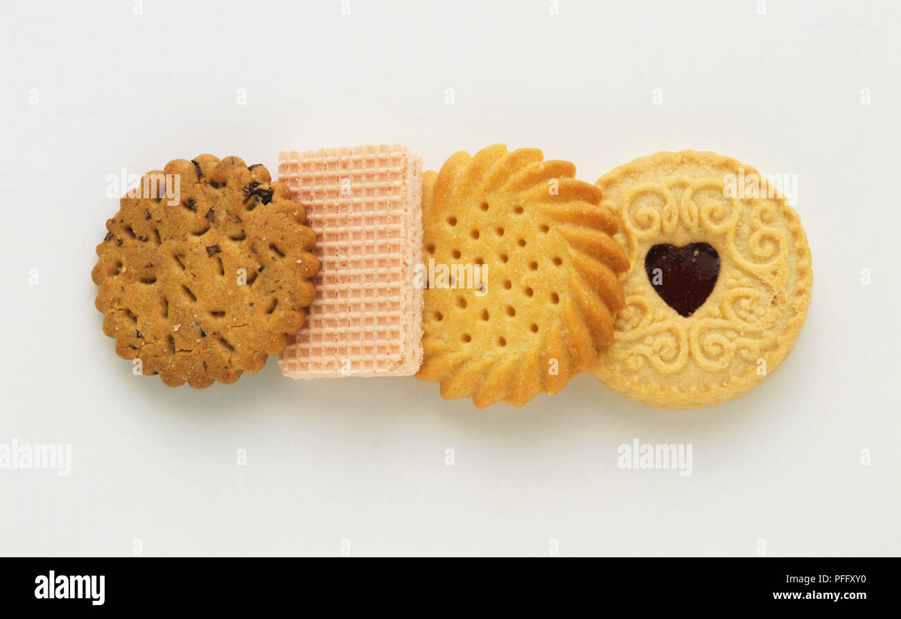 A selection of four different kinds of biscuits Stock Photo Alamy
