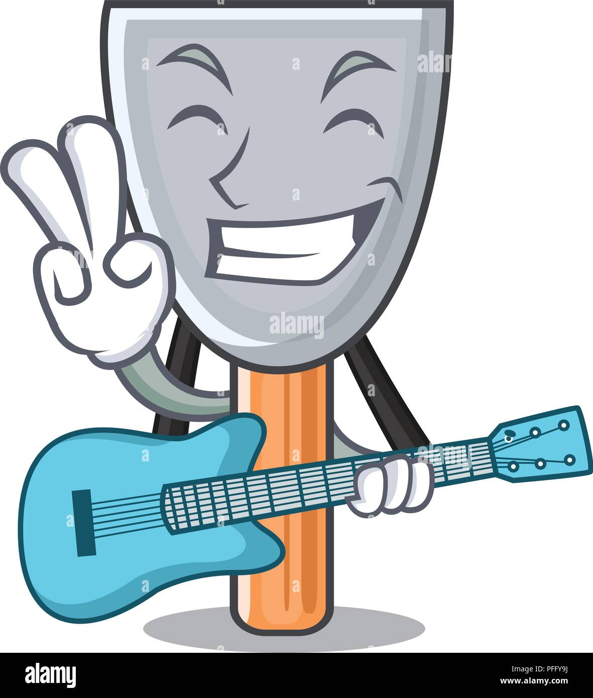 With guitar cartoon putty knife in plaster Stock Vector Image & Art Alamy