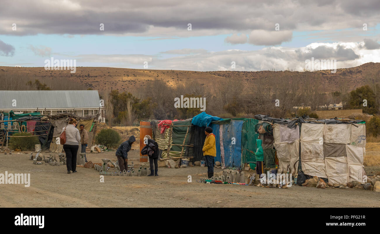 Nieu Bethesda, South Africa unidentified informal traders sell their