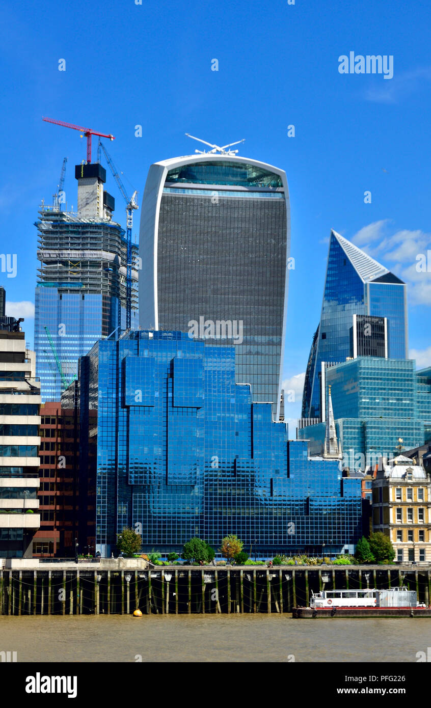 London, England, UK. Walkie Talkie building (20 Fenchurch Street) in the city of London, seen from across the Thams Stock Photo