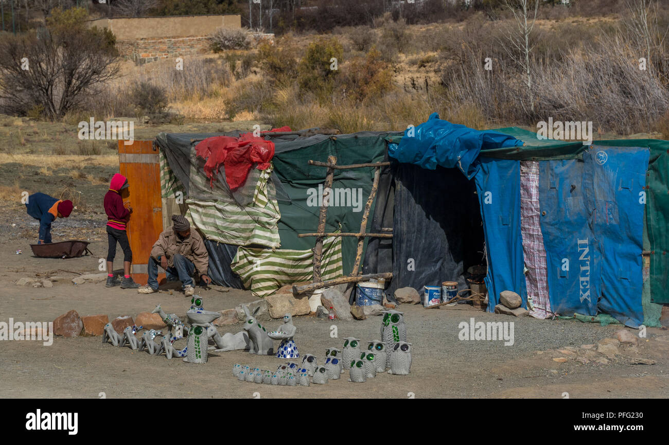 Nieu Bethesda, South Africa unidentified informal traders sell their