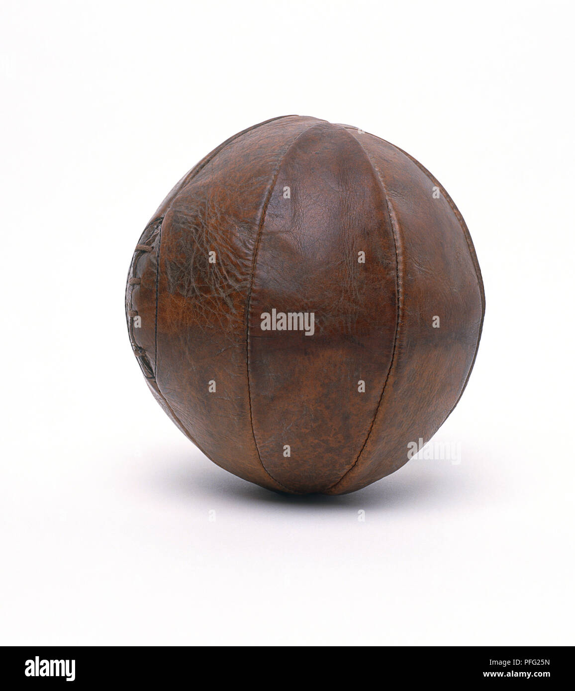 Old-fashioned brown leather football Stock Photo