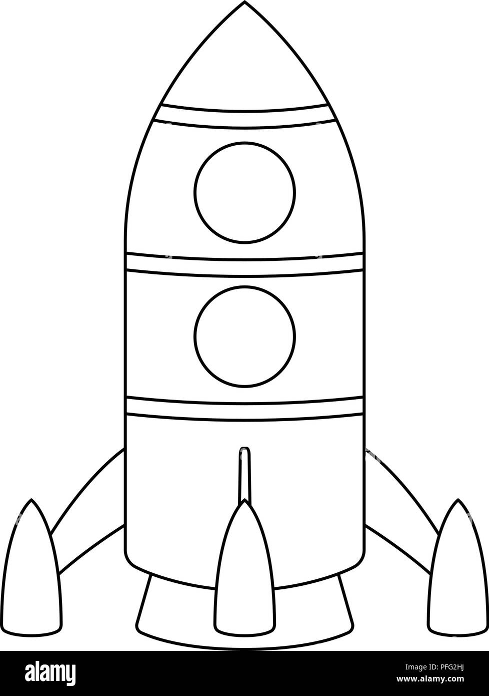 Rocket. Cartoon outline drawing Stock Vector