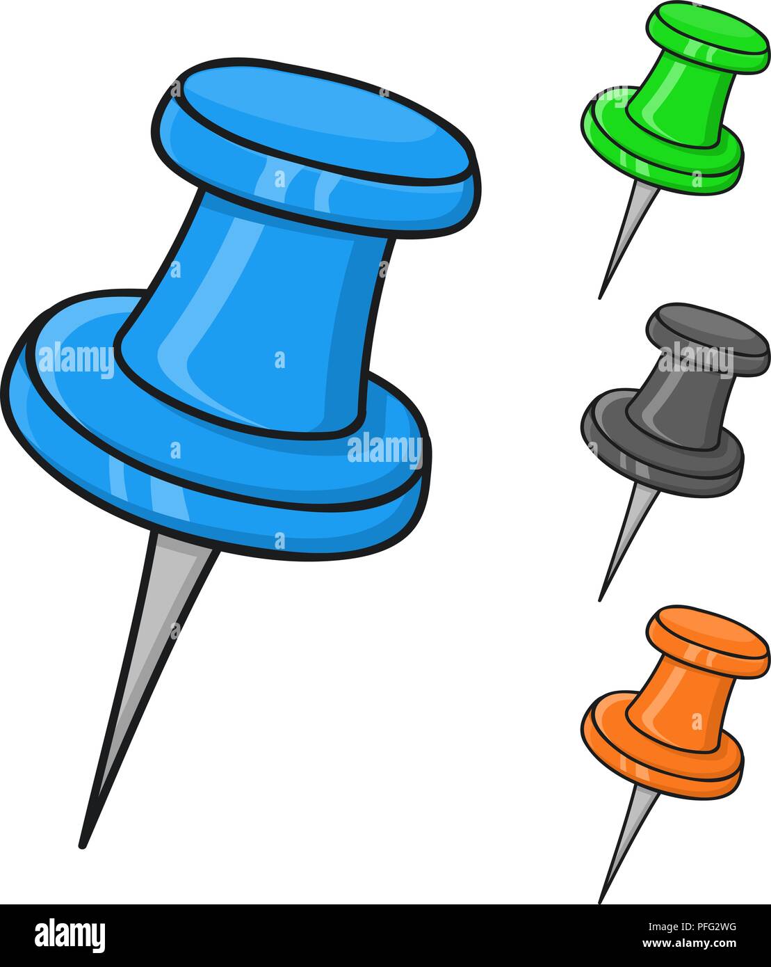 Thumbtacks. Colored doodle style illustration Stock Vector Image & Art