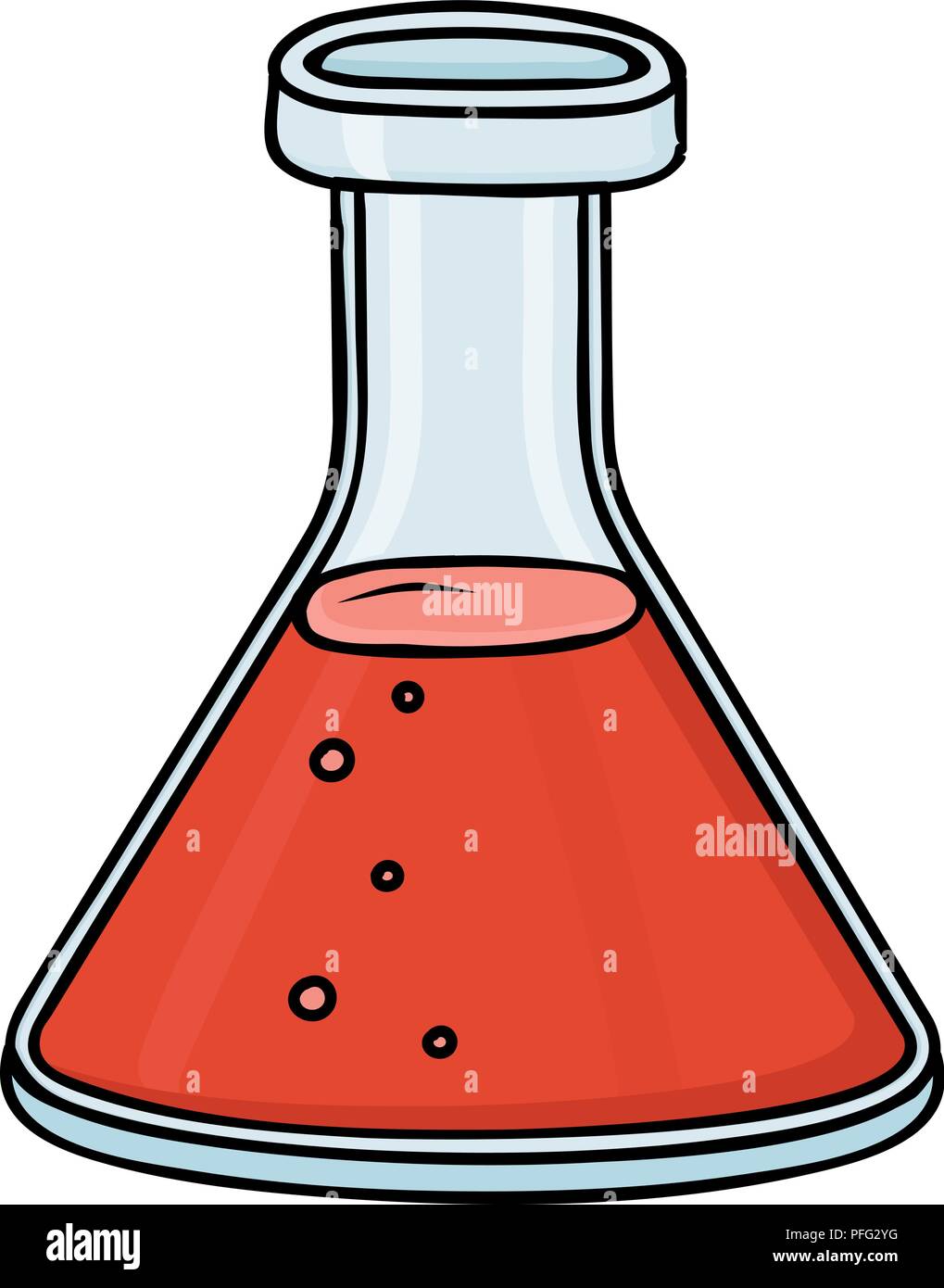 Chemistry flask. Red doodle style illustration Stock Vector