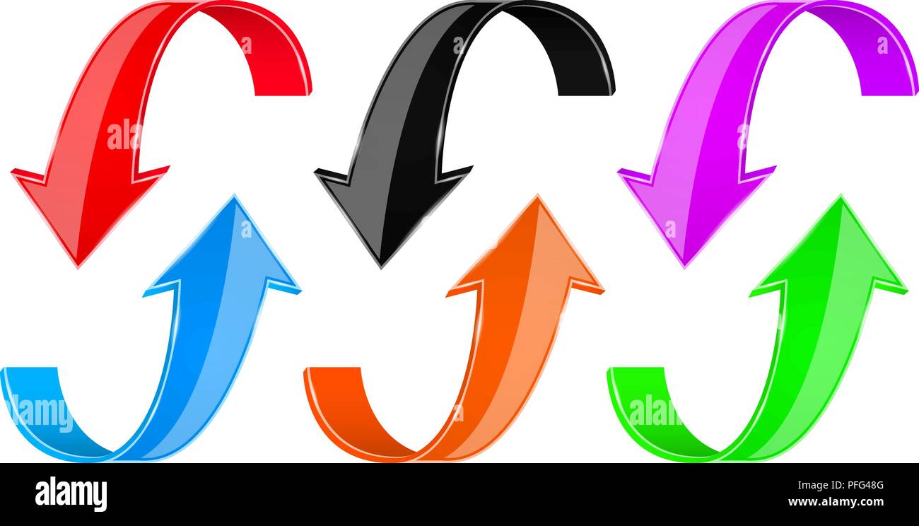 Up and down arrows. Colored shiny 3d signs Stock Vector Image & Art - Alamy