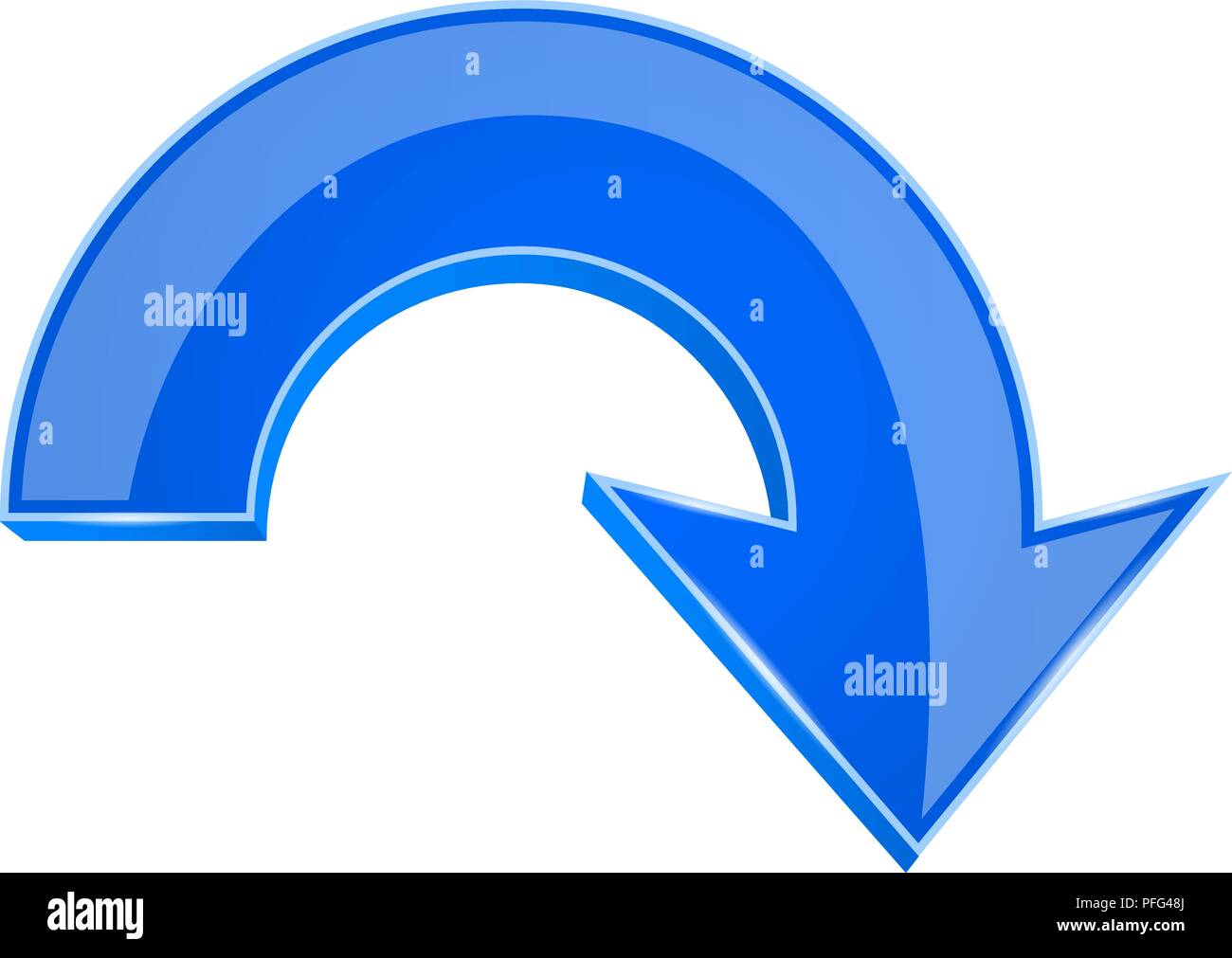 Blue 3d arrow. Down icon Stock Vector Image & Art - Alamy