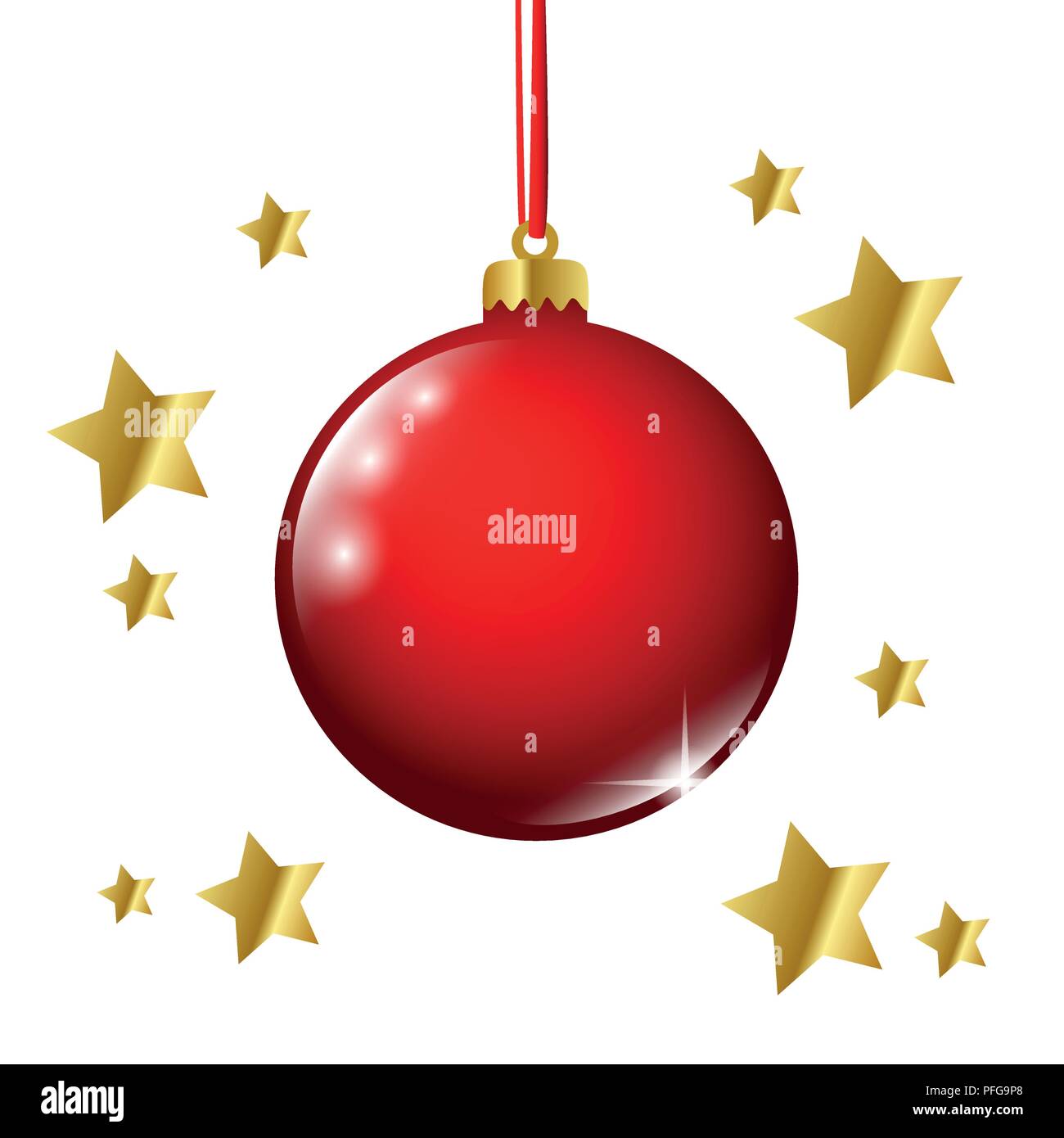christmas bauble red colored gold stars vector illustration EPS10 Stock Vector