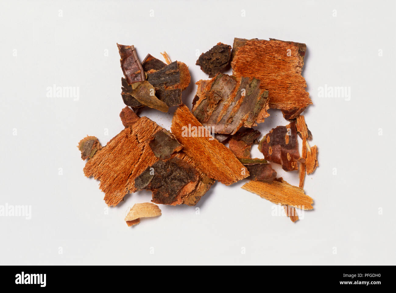 Pieces of bark from Prunus serotina (Black cherry tree) Stock Photo