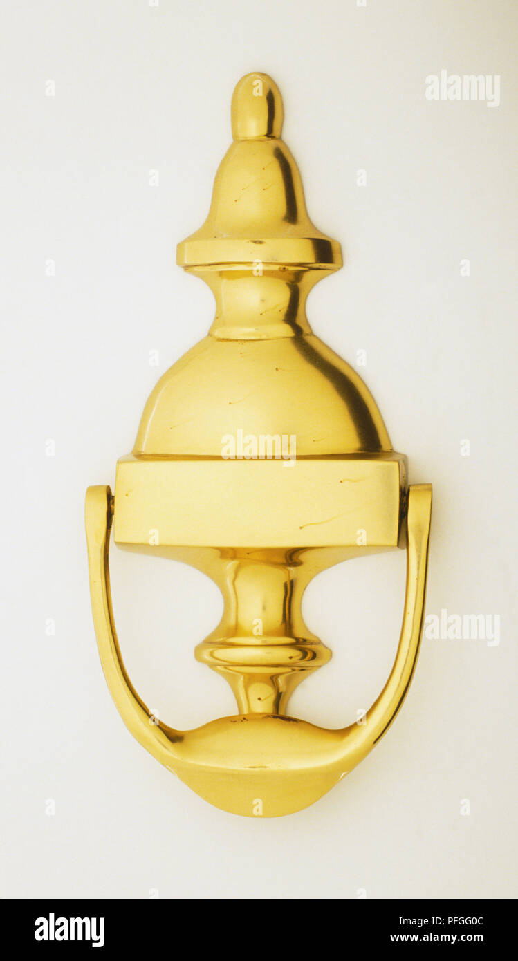 Brass door knocker. Stock Photo