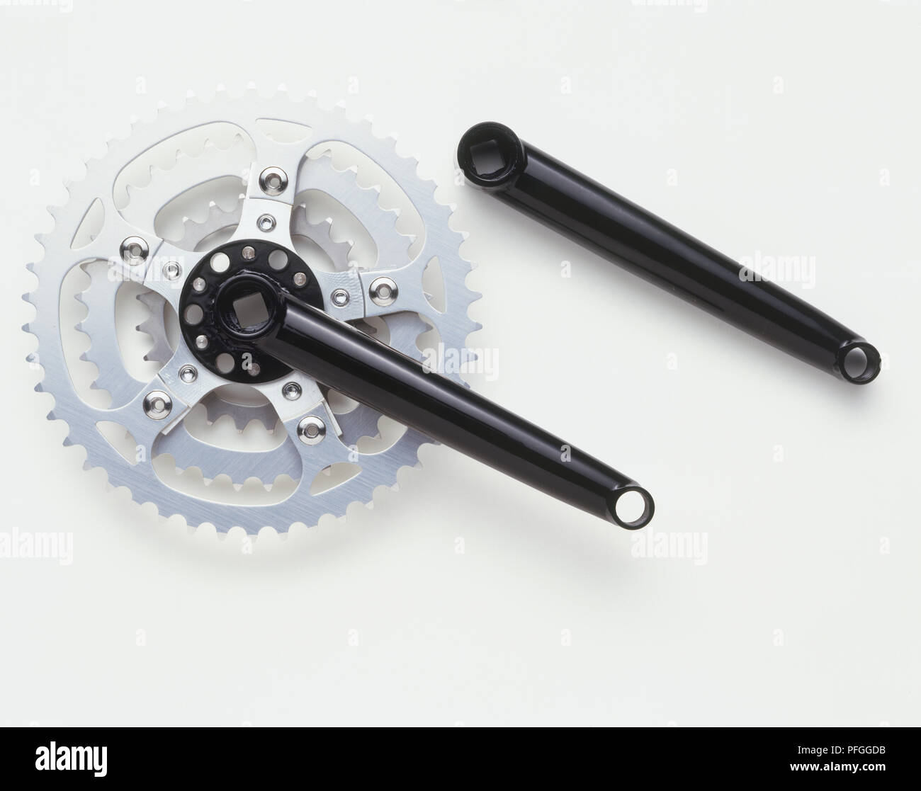Bicycle chainring, sprocket and crank arm Stock Photo