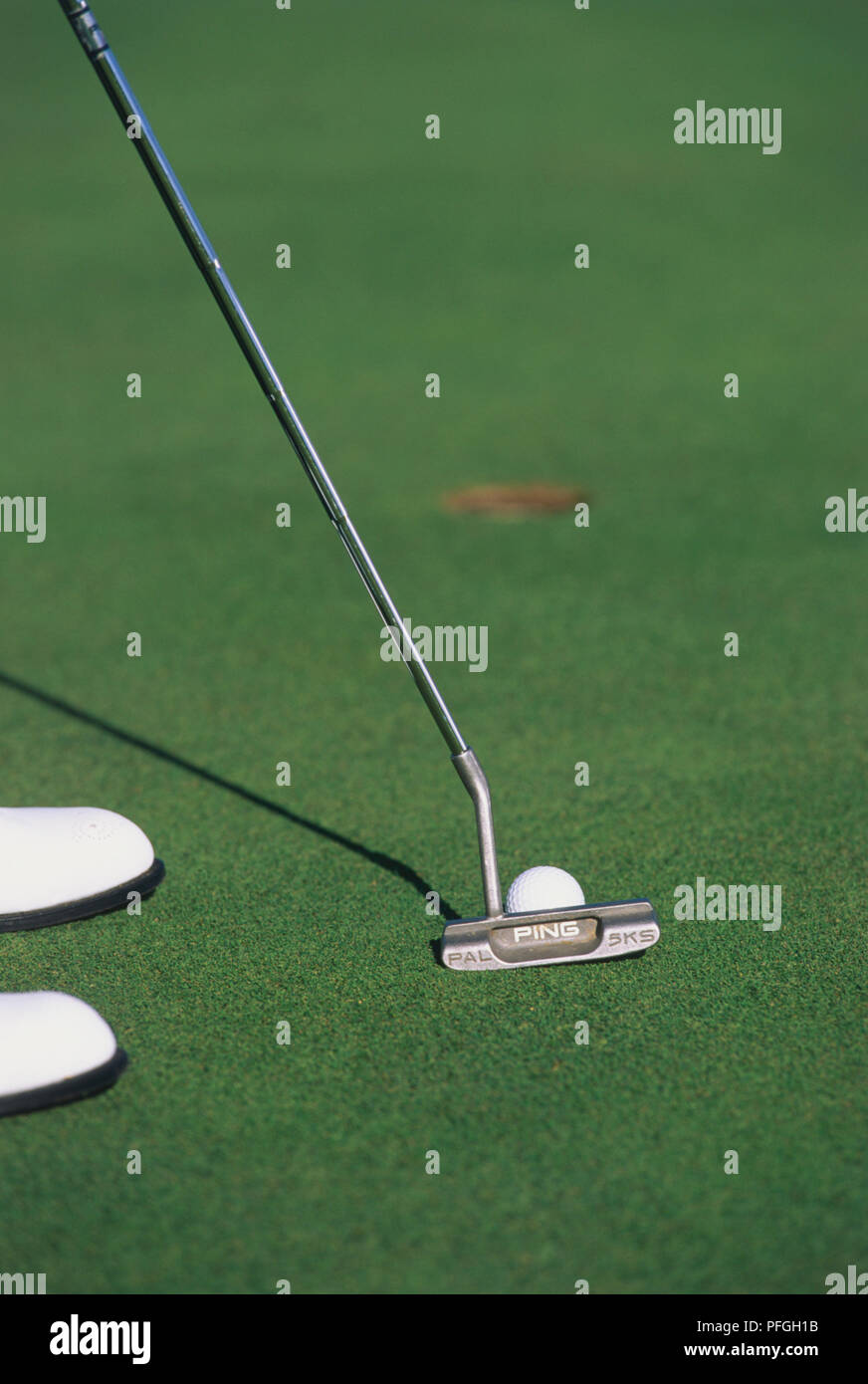 Setting up to putt Stock Photo Alamy