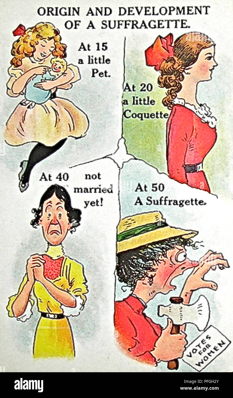 AMERICAN ANTI-SUFFRAGETTE postcard about 1910 Stock Photo