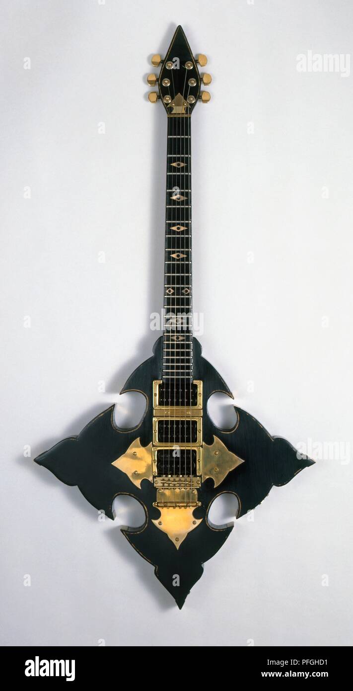 Gothic-style cross-shaped guitar Stock Photo