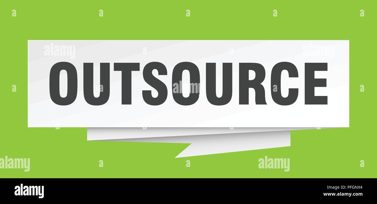 outsource sign. outsource paper origami speech bubble. outsource tag. outsource banner Stock Vector