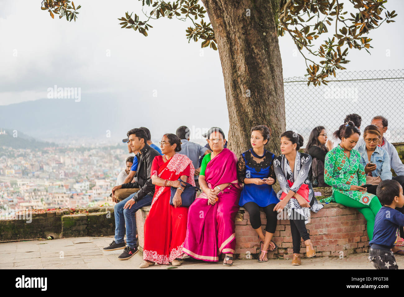 Kathmandu,Nepal Aug 17,2018 Nepali people enjoying together with