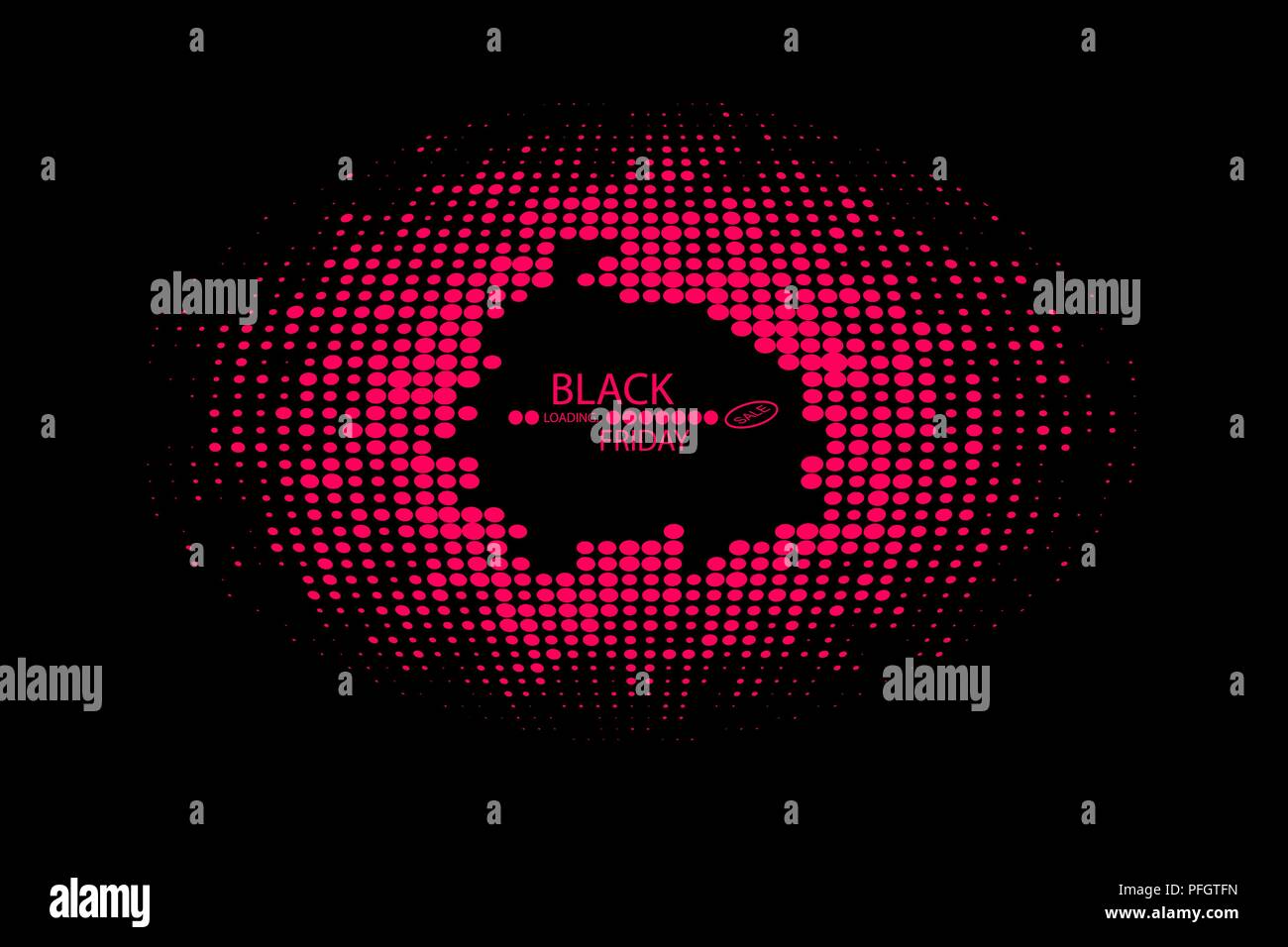 Black Friday Black dots with Loading Bar on black background. Stock Vector
