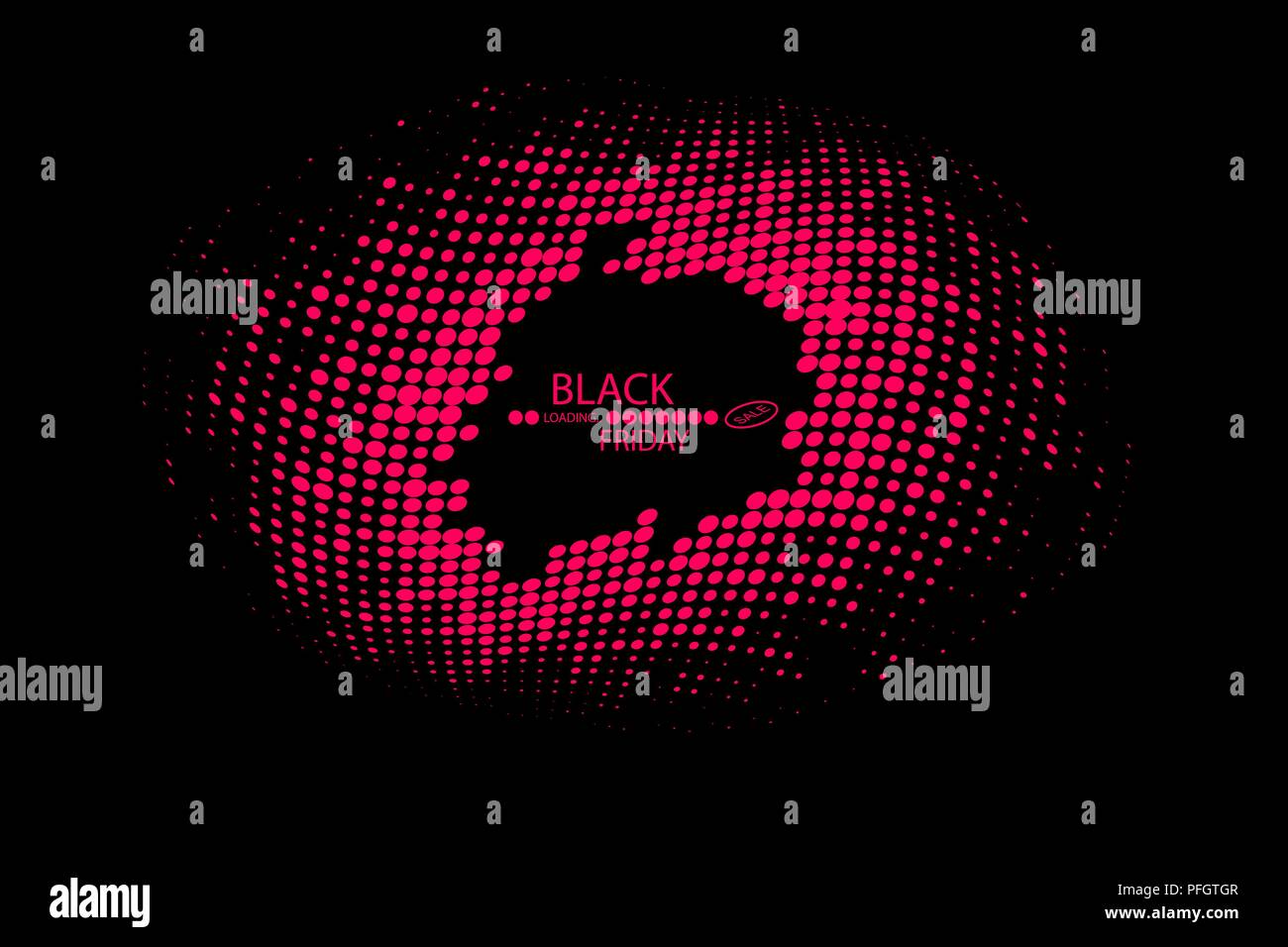 Black Friday Black dots with Loading Bar on black background. Stock Vector