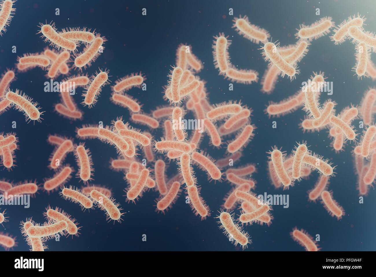 Close up image of flowing bacteria e coli bacteria Stock Photo