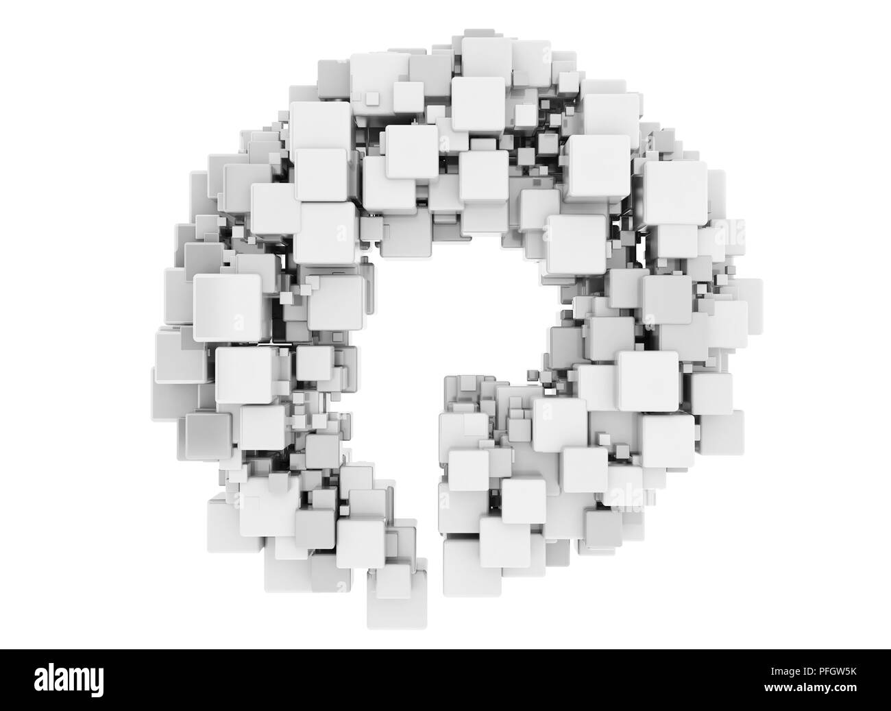 Abstract 3d circle made of white cubes Stock Photo