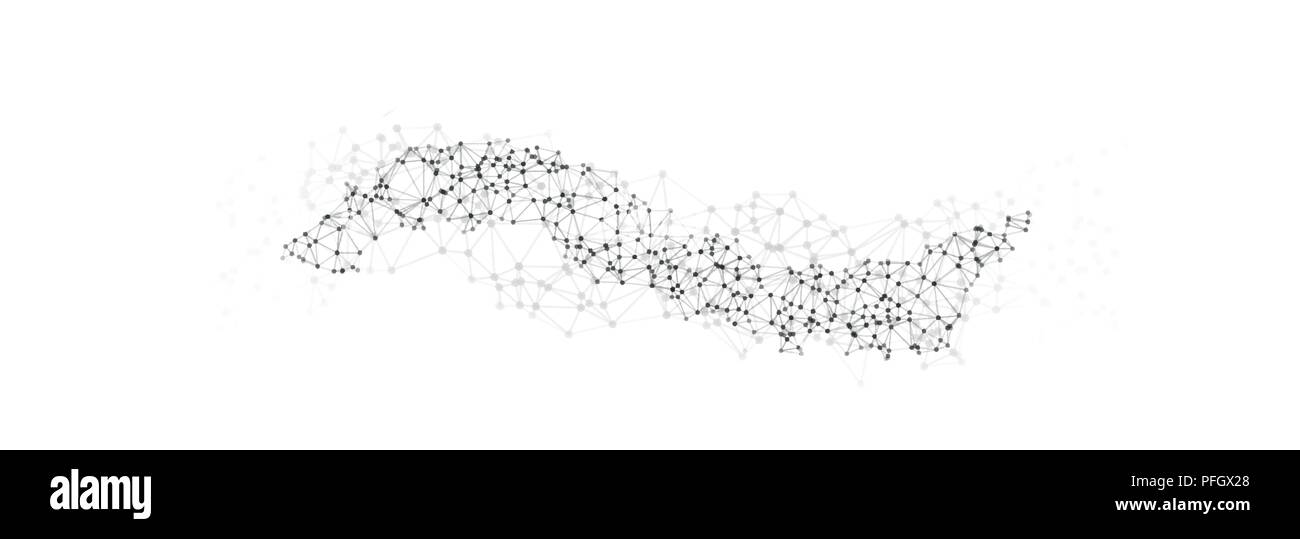 Big data illustration of lines and dot in the form of a wave Stock Vector