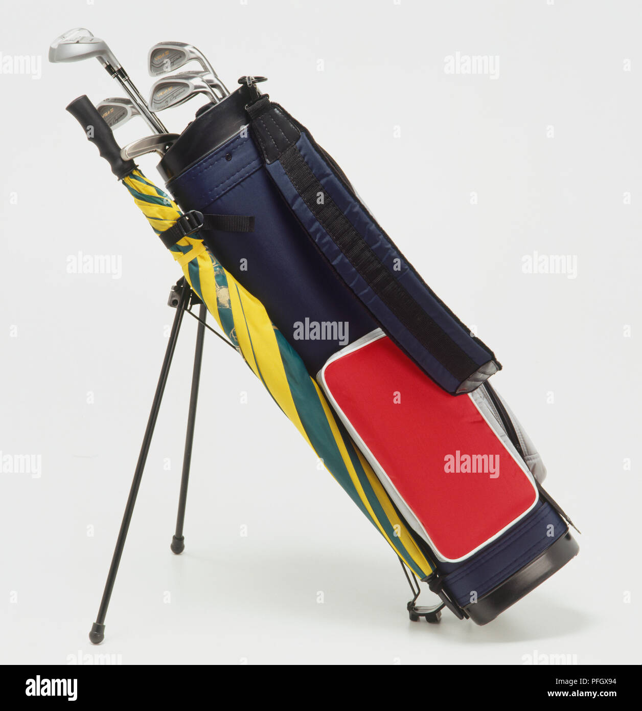 Golf bag including putters. Stock Photo