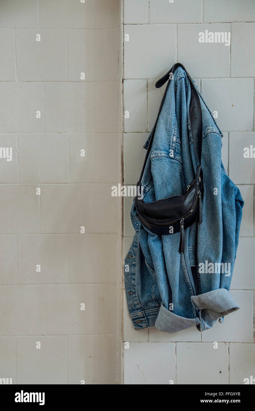Hanged jean jacket Stock Photo