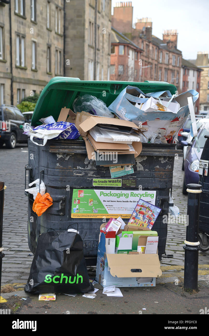 Cardboard recycling wheelie bins hires stock photography and images