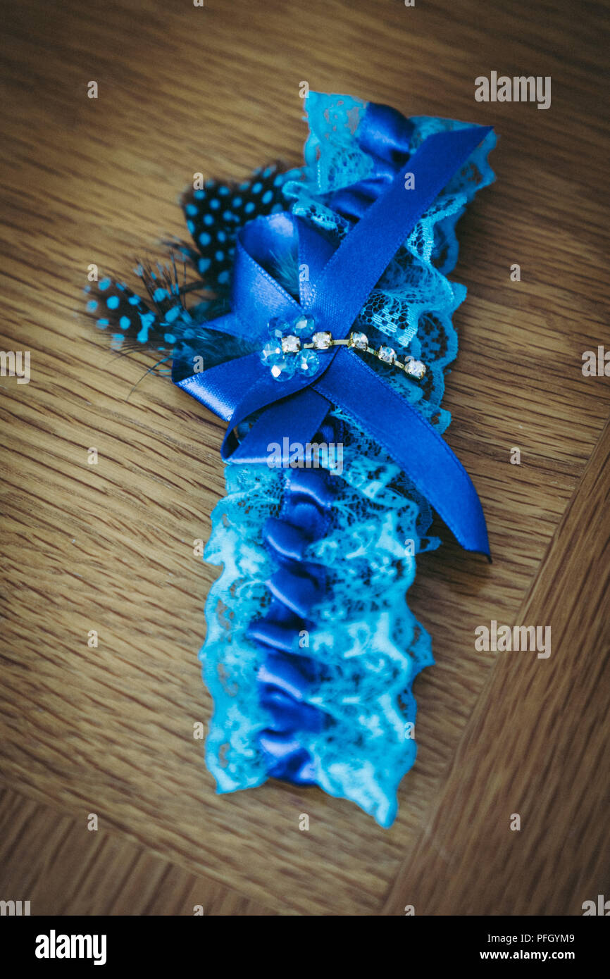 the blue garter for the wedding Stock Photo