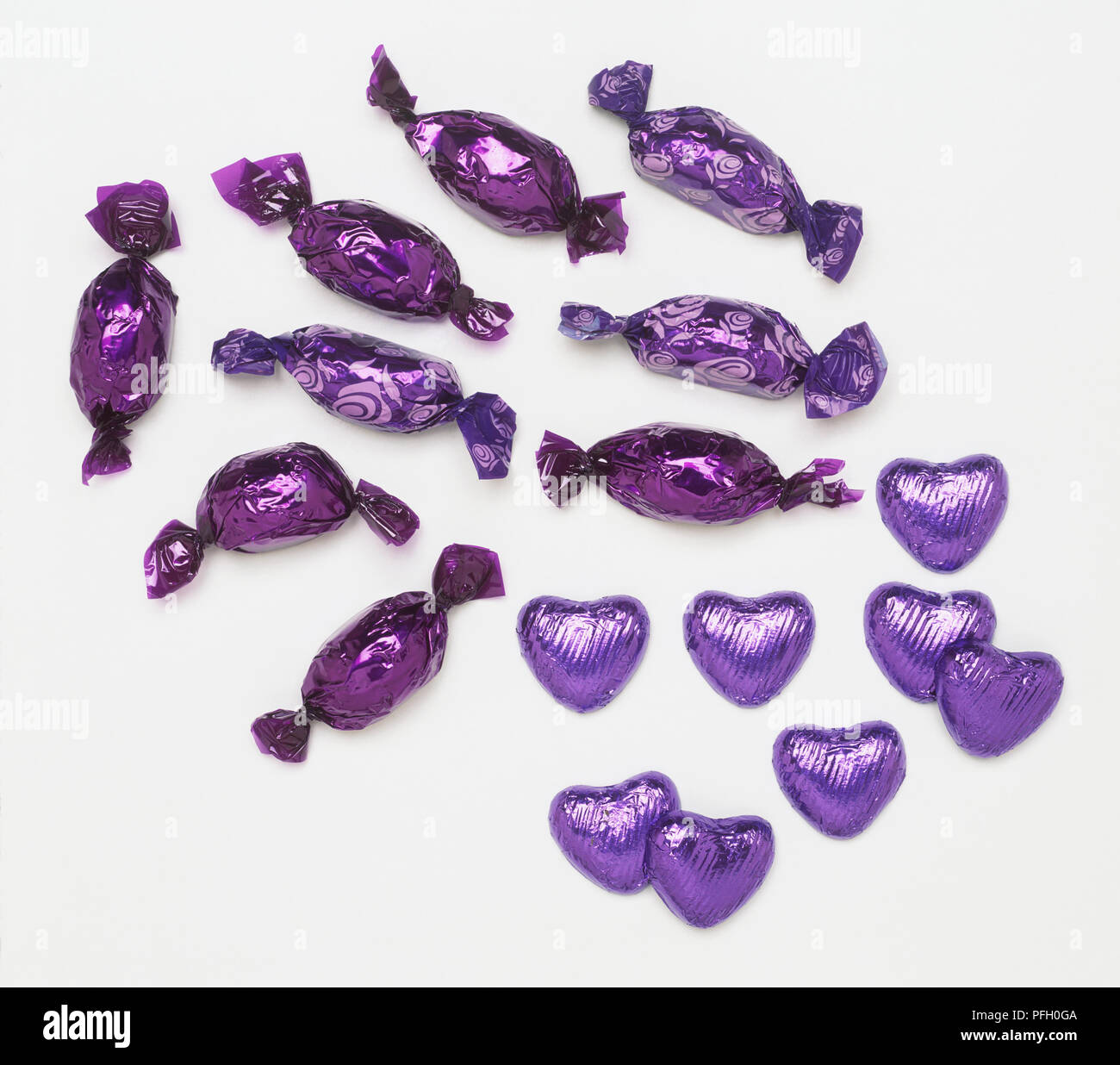 Chocolates in purple wrappers Stock Photo Alamy