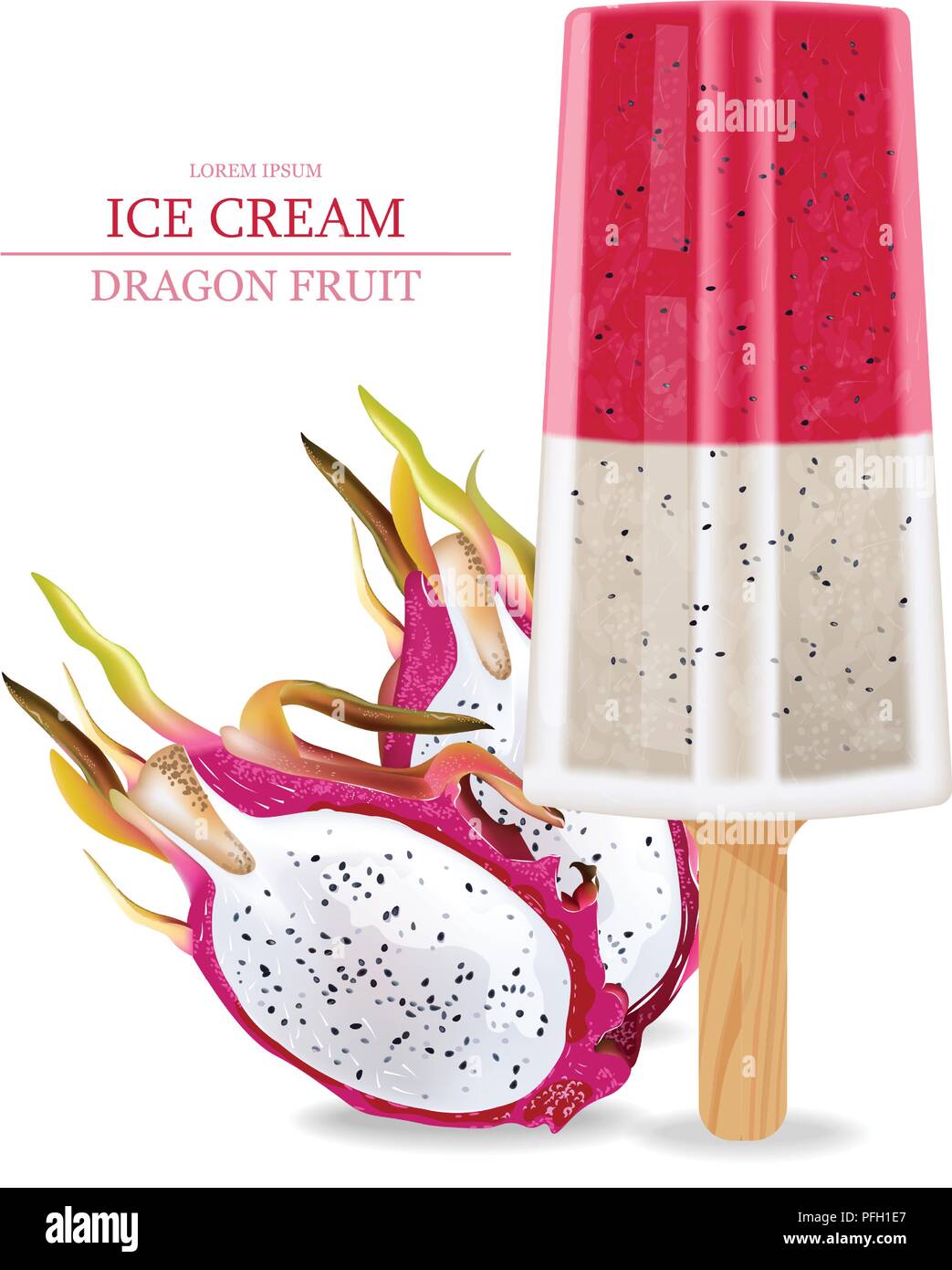 Download Dragon Fruit Ice Cream Vector Realistic Product Packaging Mock Up Label Menu Dessert Design Stock Vector Image Art Alamy