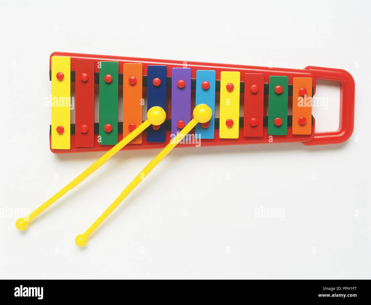 Two Xylophone Sticks Resting On Toy Xylophone Stock Photo Alamy