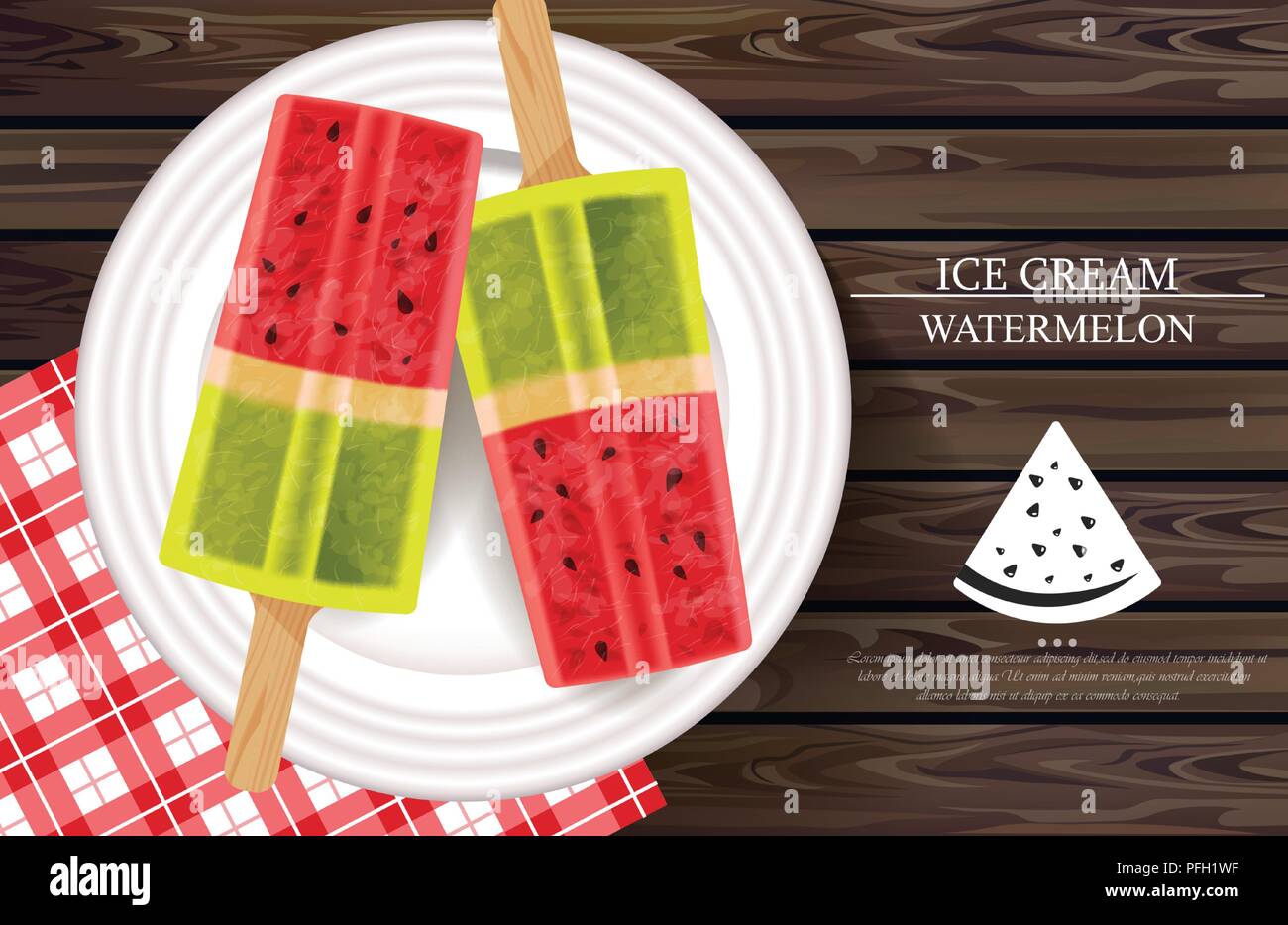 Download Watermelon Ice Cream On White Plate Vector Realistic Product Packaging Mock Up Menu Dessert Design Template Stock Vector Image Art Alamy