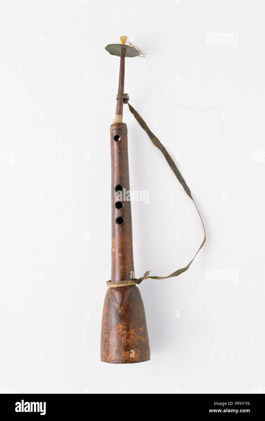 Algaita, view of whole instrument showing fingerholes. Stock Photo