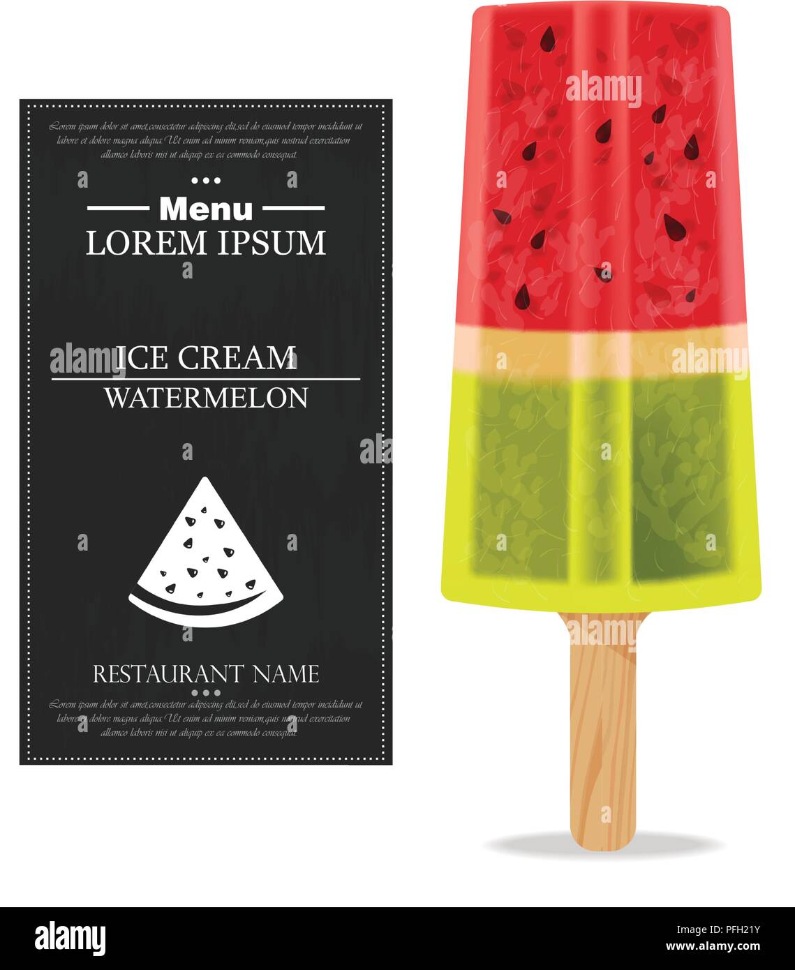 Download Watermelon Ice Cream Vector Realistic Product Packaging Mock Up Label Menu Dessert Design Stock Vector Image Art Alamy