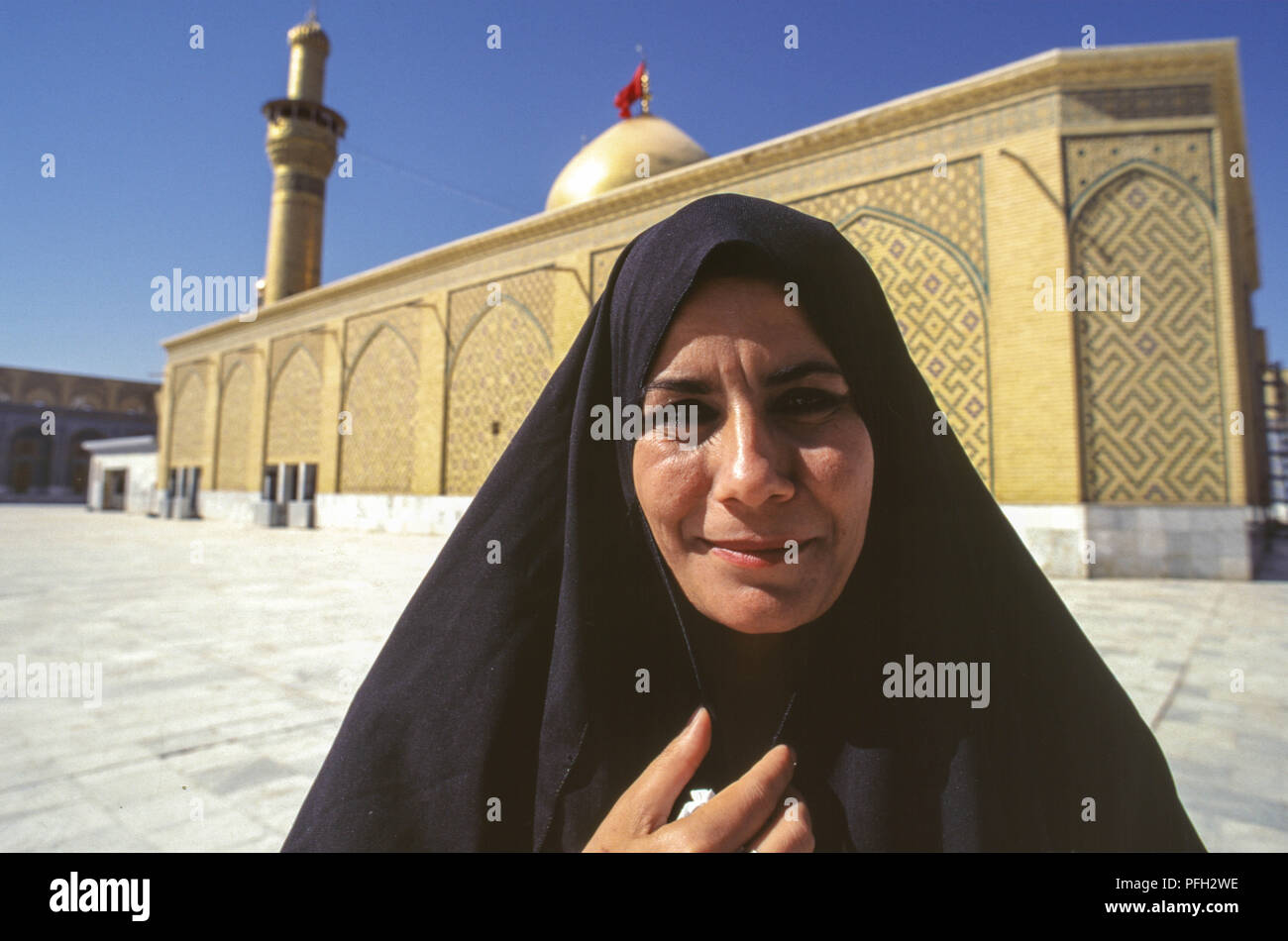 The entrance to the Shi'a Islamic Shrine in Karbala Stock Photo