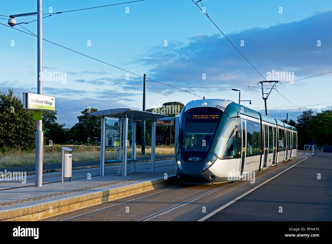 Nottingham Express tram, Wilford village stop, Nottinghamshire, England ...