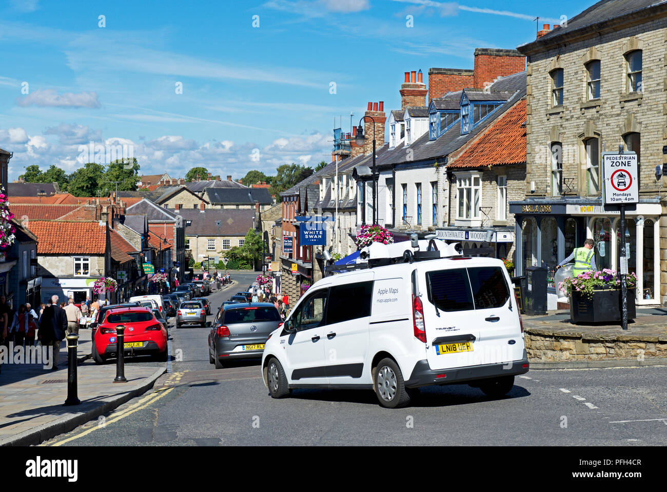 Apple mapping van, Pickering town,North Yorkshire, England UK Stock Photo