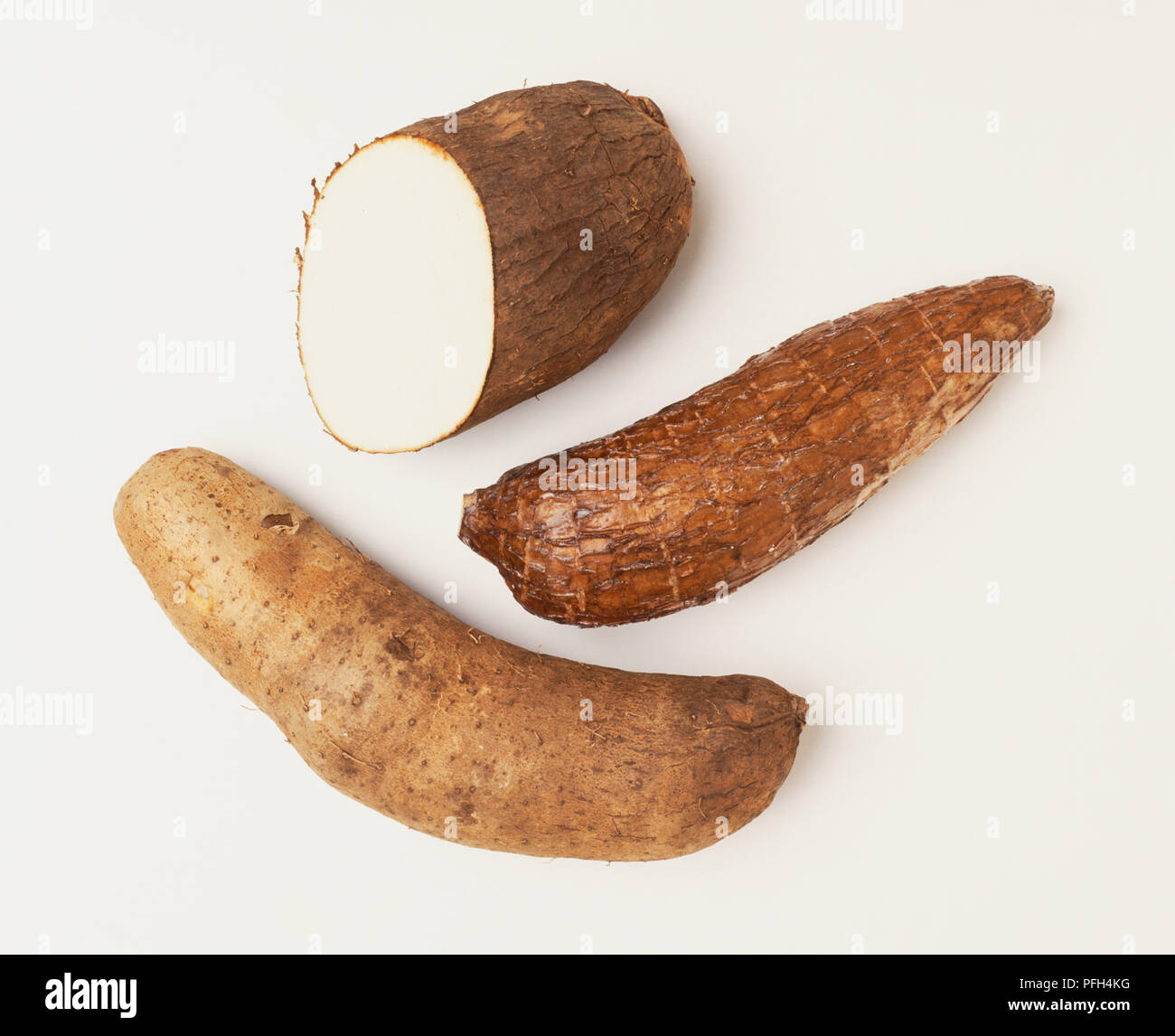 Yam and Cassava tubers Stock Photo
