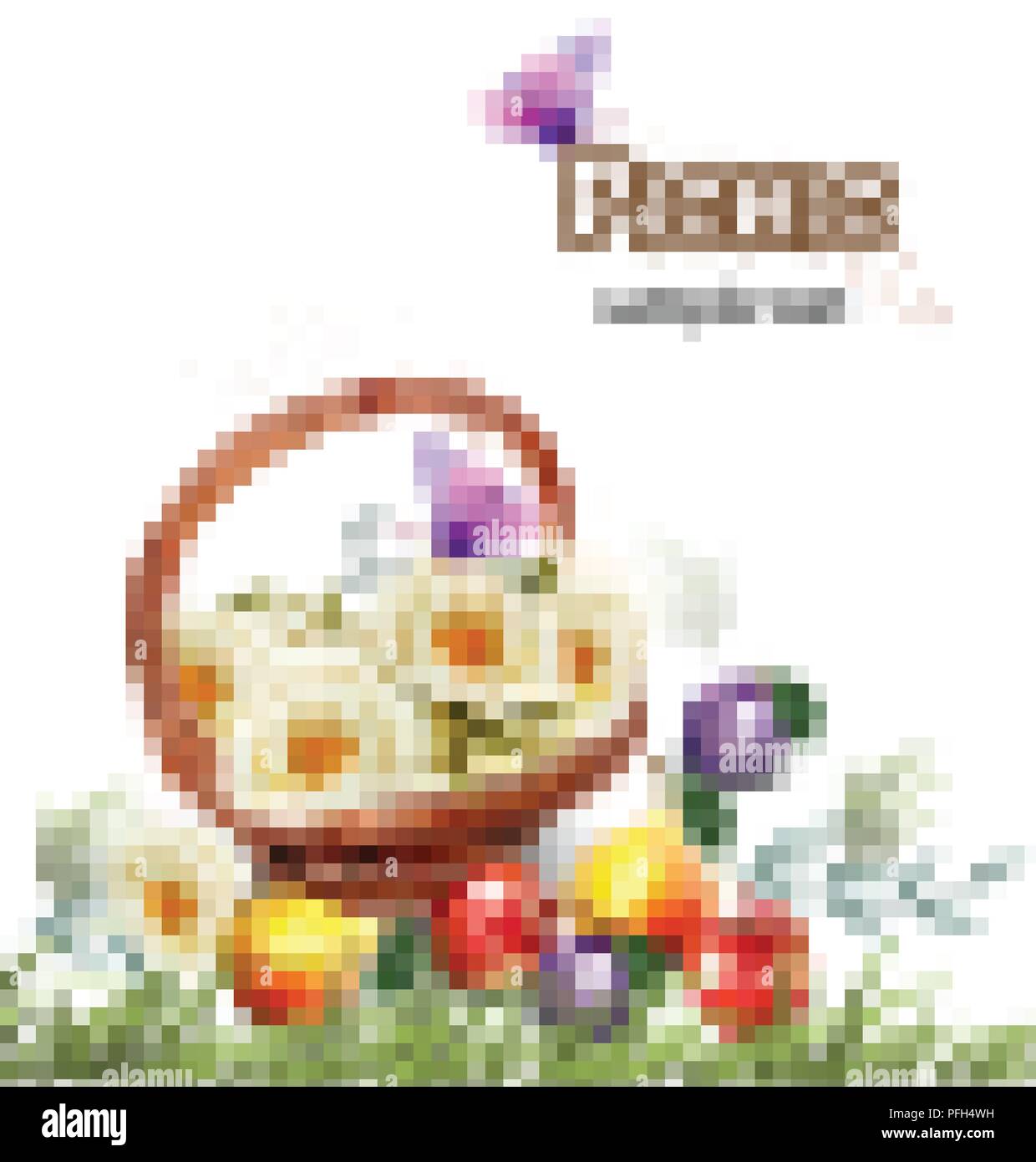 Watercolor flowers basket Vector. Summer picnic concept Stock Vector ...