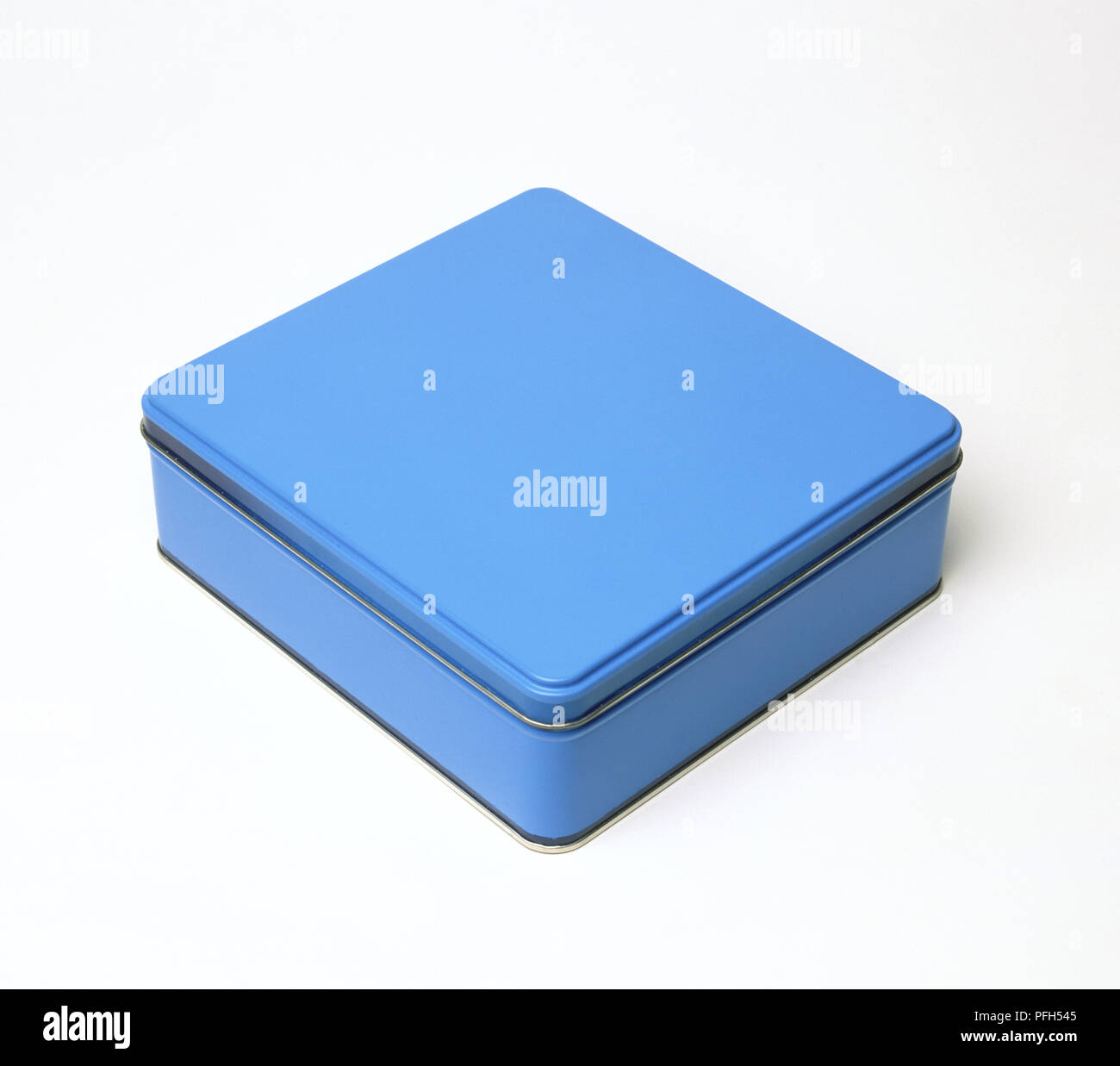 Blue tin box with lid Stock Photo Alamy