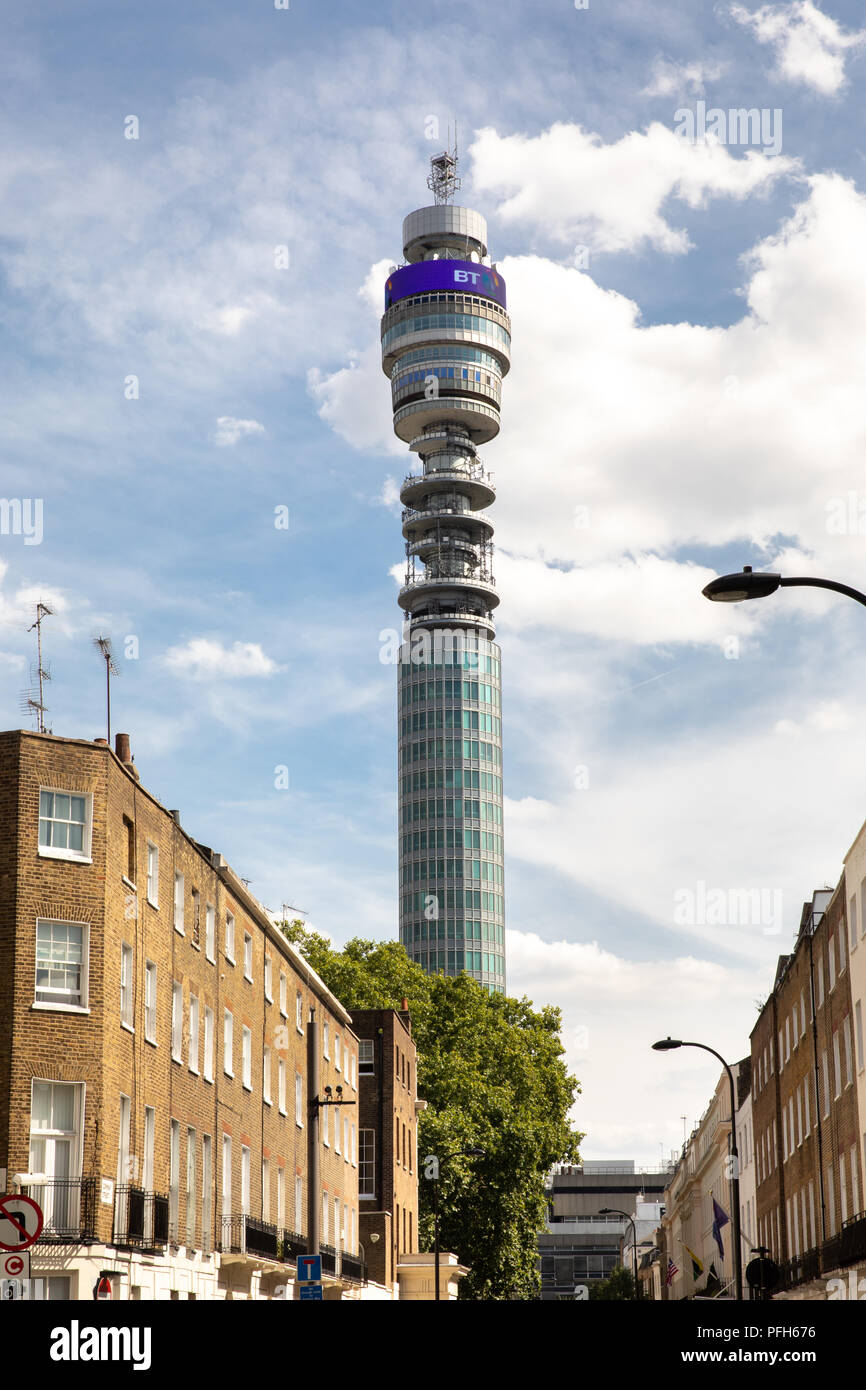 The iconic BT Tower in Fitzrovia, London. Stock Photo