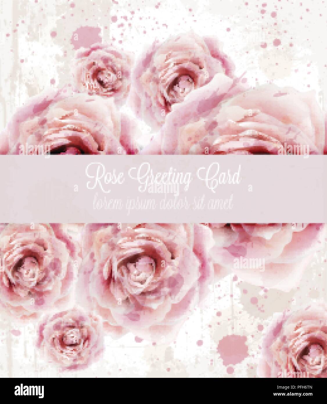 Watercolor pink roses background Vector. Beautiful floral decor Stock ...