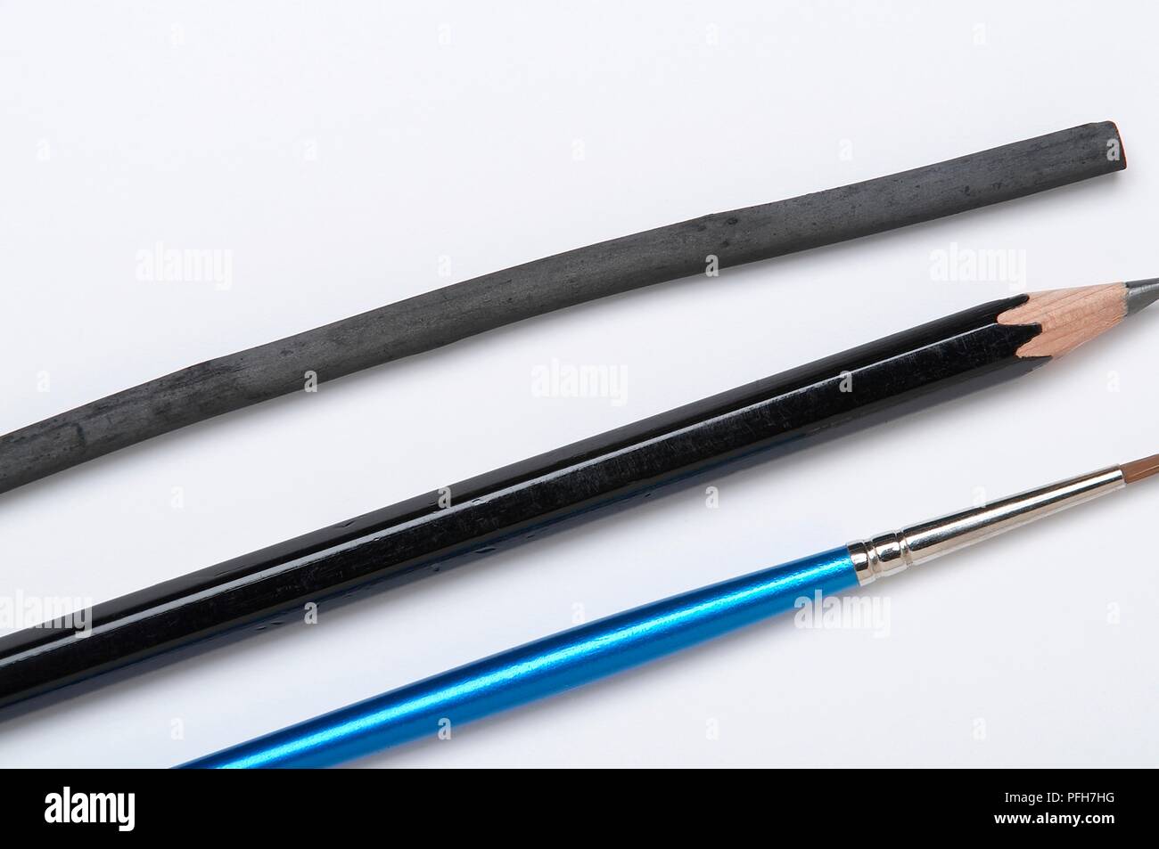 Charcoal, pencil, paintbrush Stock Photo - Alamy