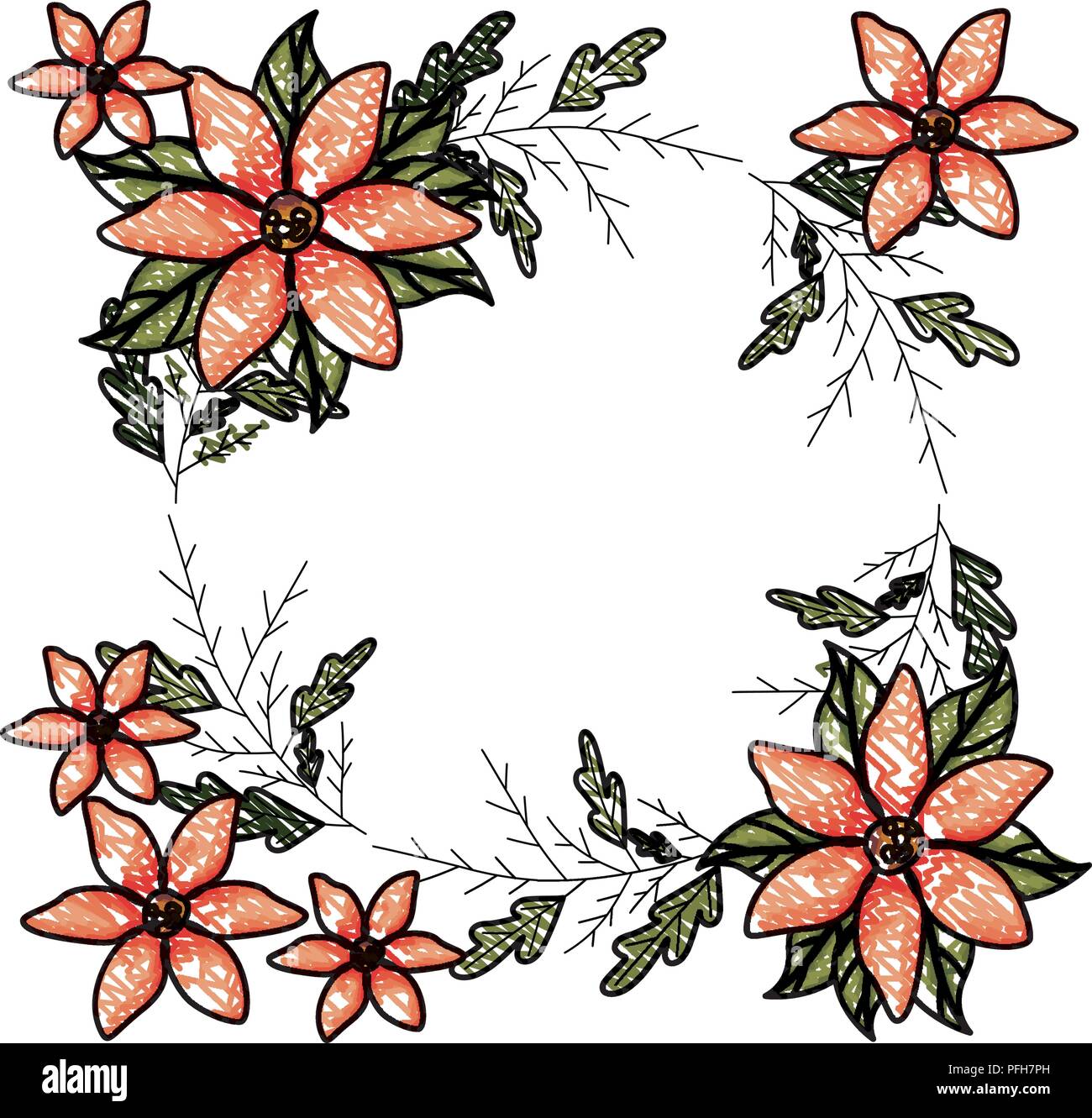 beautiful flower and leafs square frame Stock Vector Image & Art - Alamy