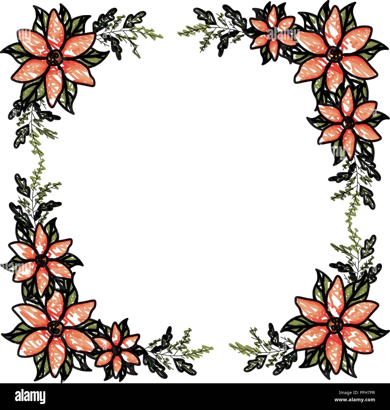 beautiful flower and leafs square frame Stock Vector Image & Art - Alamy