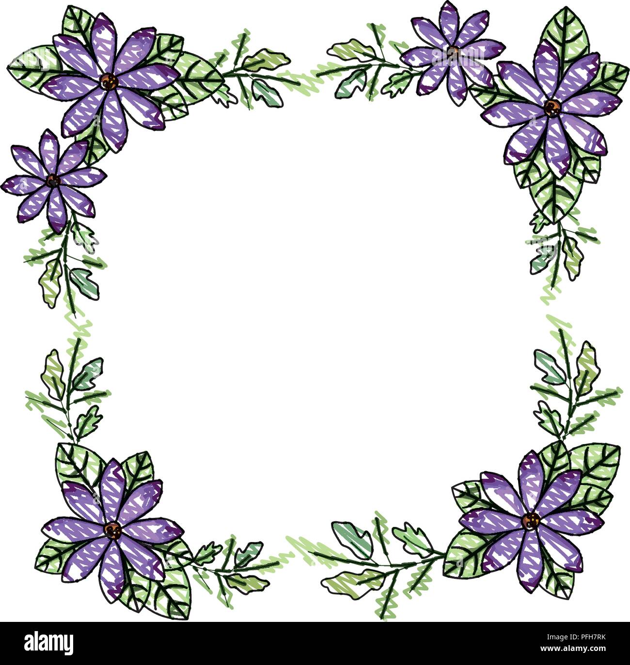 beautiful flower and leafs square frame Stock Vector Image & Art - Alamy