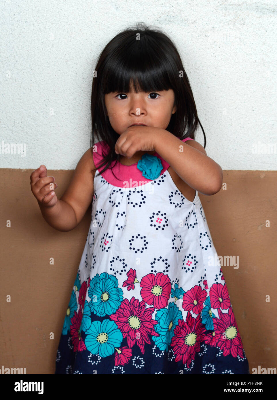 A young Hopi girl at the Santa Fe Indian Market. Stock Photo